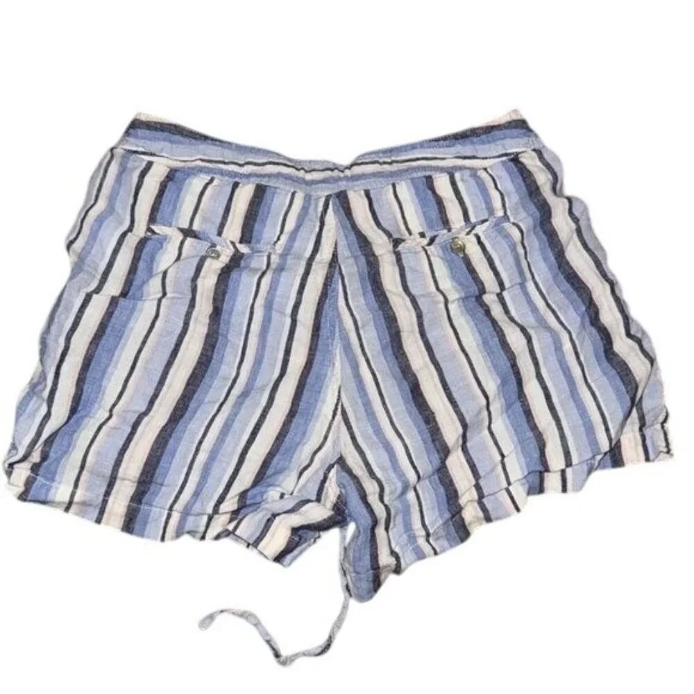 Artisan Ny Womens Striped Linen Shorts Blue & Pink Size L - Picture 6 of 8